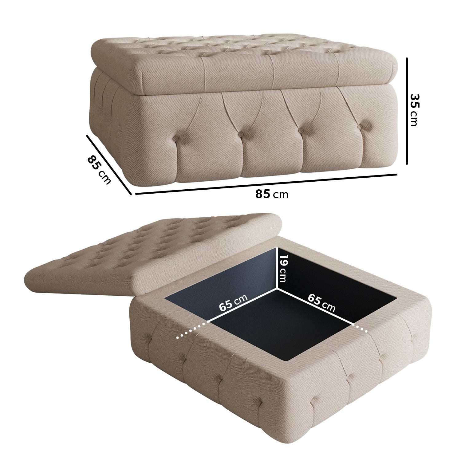Read more about Large beige fabric storage footstool payton